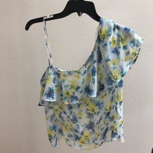 Zara Floral One Shoulder Blouse